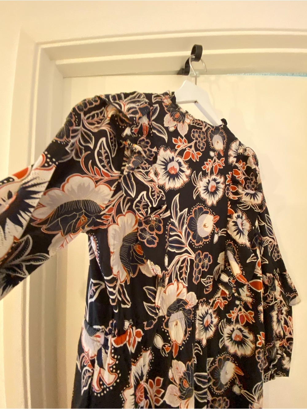 Who What Wear Black Floral Maxi Dress with Cream and Rust Accents - Picture 13 of 14